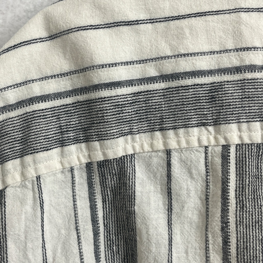 Harper Striped Button Front Short Sleeve Blouse Small Neutral Minimalist - Picture 4 of 7